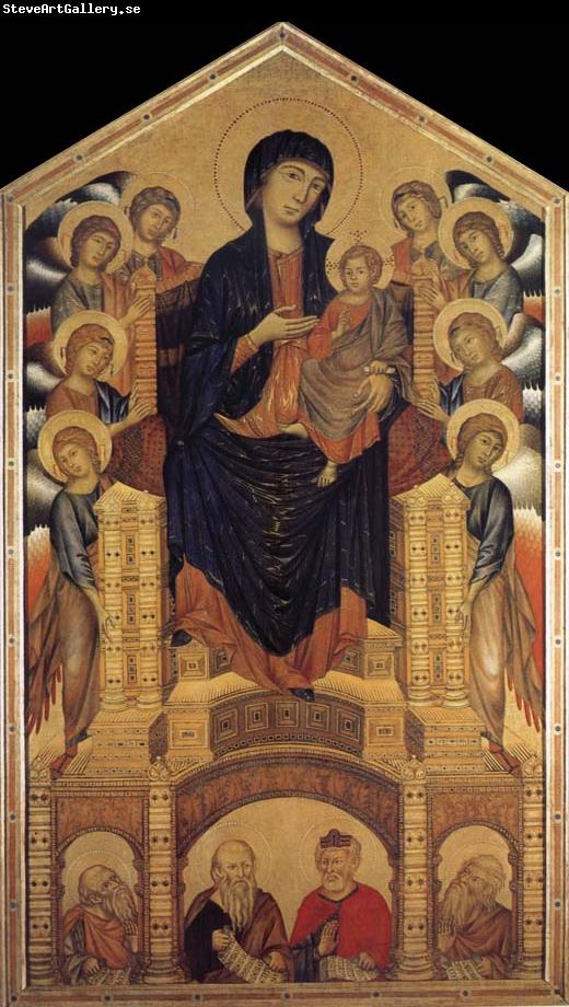 Cimabue Throning madonna with eight angels and four prophets